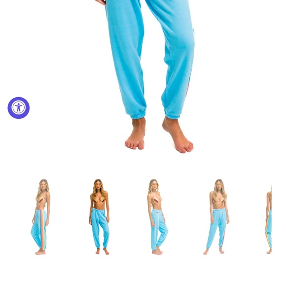 AVIATOR NATION - 5 STRIPE SWEATPANTS  (joggers) SKY // NEON RAINBOW - Picture 2 of 6